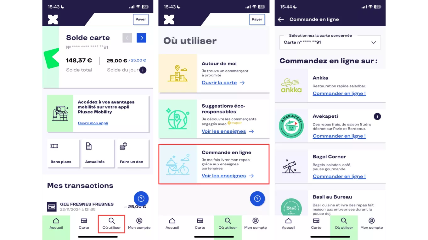 Marche à suivre rubrique "commande en ligne"