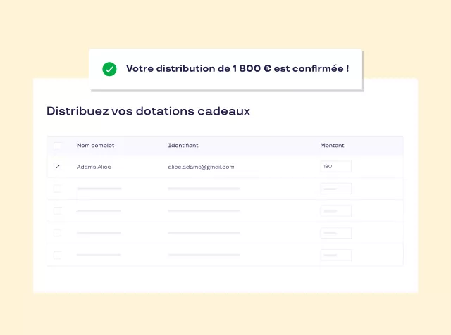 Votre distribution de 1800€ est confirmé
