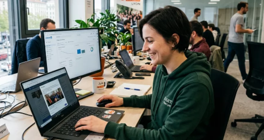 Une collaboratrice partage le post de son entreprise dans le cadre de l'employee advocy