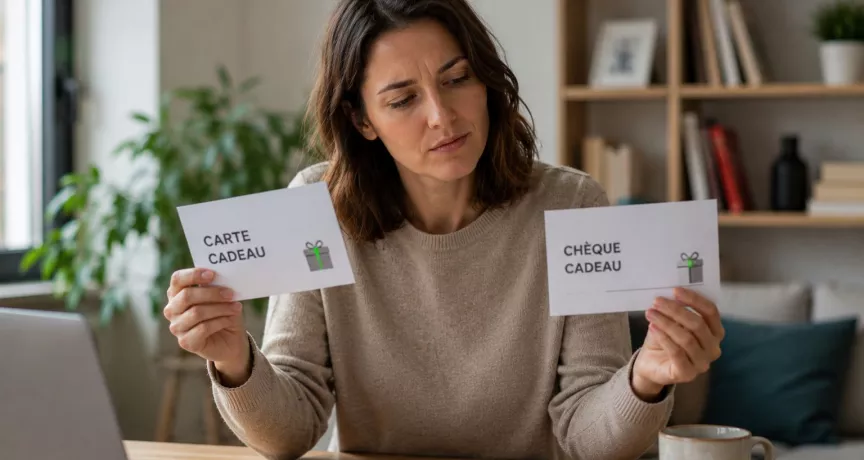 Une secrétaire de CSE hésite entre chèque et carte cadeau à offrir à ses salariés