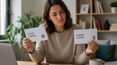 Une secrétaire de CSE hésite entre chèque et carte cadeau à offrir à ses salariés
