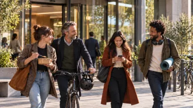 Un group de salariés d'âges variés profitent de leurs avantages sociaux
